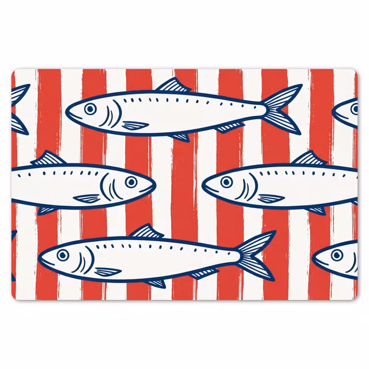 Placemat - 6 stuks - Vis - Patroon - Strepen - Illustratie - Rood — 7