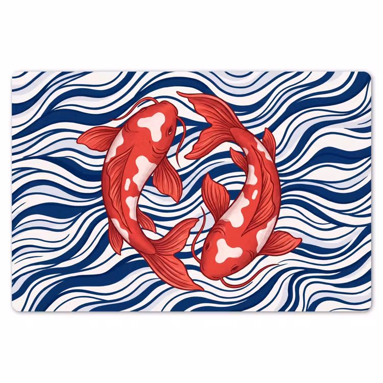 Placemat - 6 stuks - Vis - Water - Natuur - Illustratie - Rood — 7