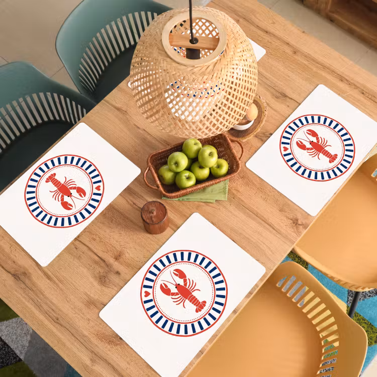 Placemat - 6 stuks - Zeeleven - Kreeft - Embleem - Grafisch - Rood — 6