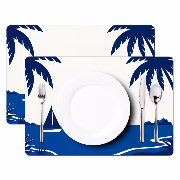 Placemat - 6 stuks - Zonsondergang - Zee - Palmboom - Tropisch - Modern — 2