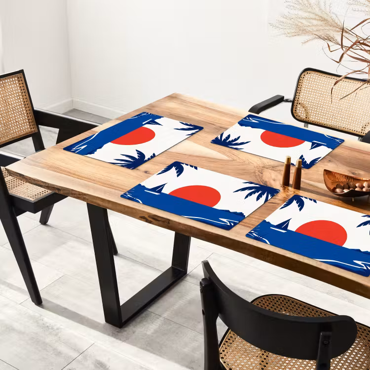 Placemat - 6 stuks - Zonsondergang - Zee - Palmboom - Tropisch - Modern — 5