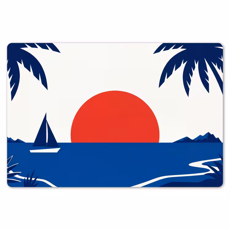 Placemat - 6 stuks - Zonsondergang - Zee - Palmboom - Tropisch - Modern — 7