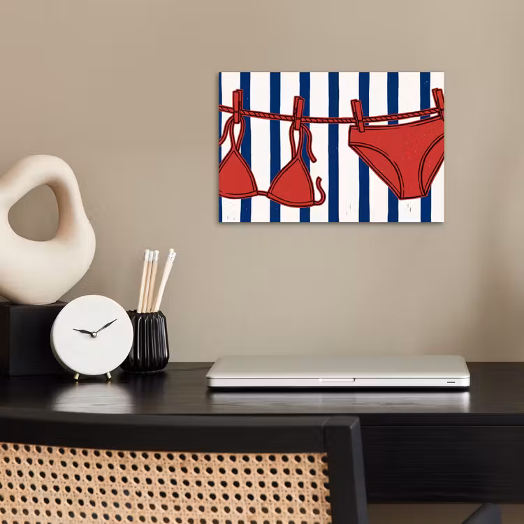 Poster - Badkleding - Waslijn - Zomer - Illustratie - Rood — 2