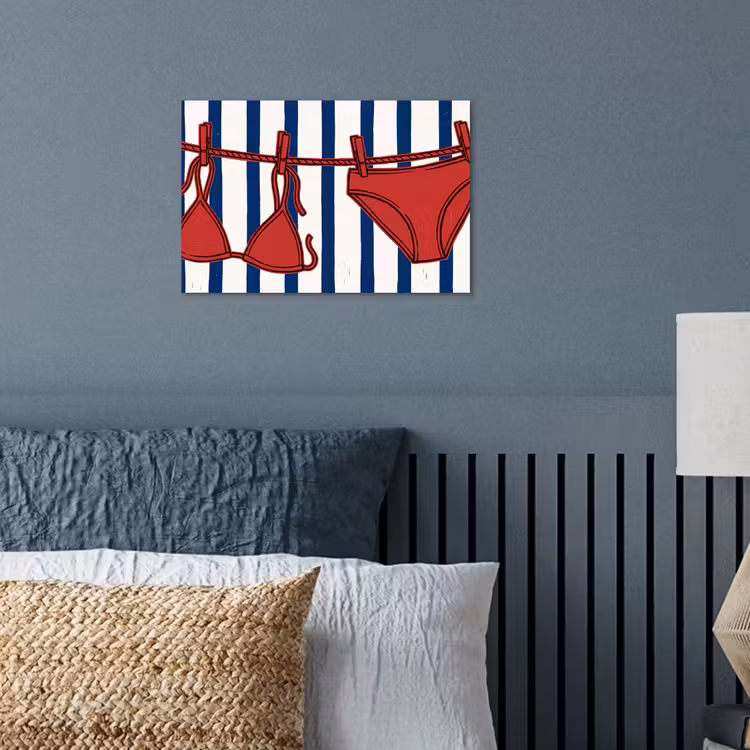 Poster - Badkleding - Waslijn - Zomer - Illustratie - Rood — 3