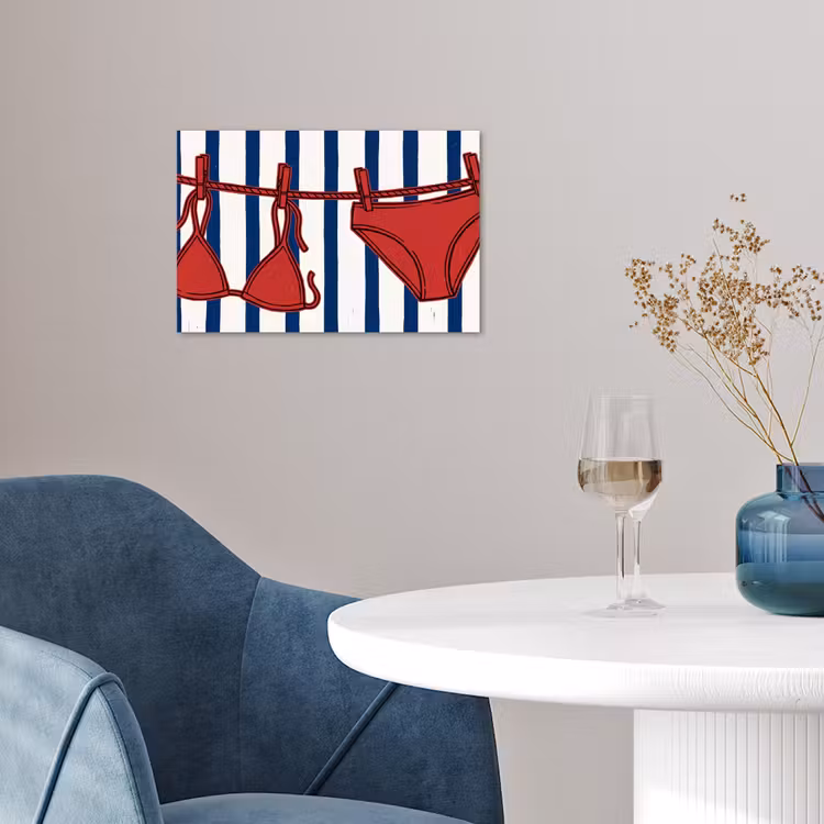 Poster - Badkleding - Waslijn - Zomer - Illustratie - Rood — 4