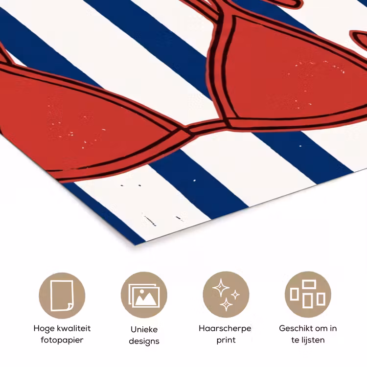 Poster - Badkleding - Waslijn - Zomer - Illustratie - Rood — 5