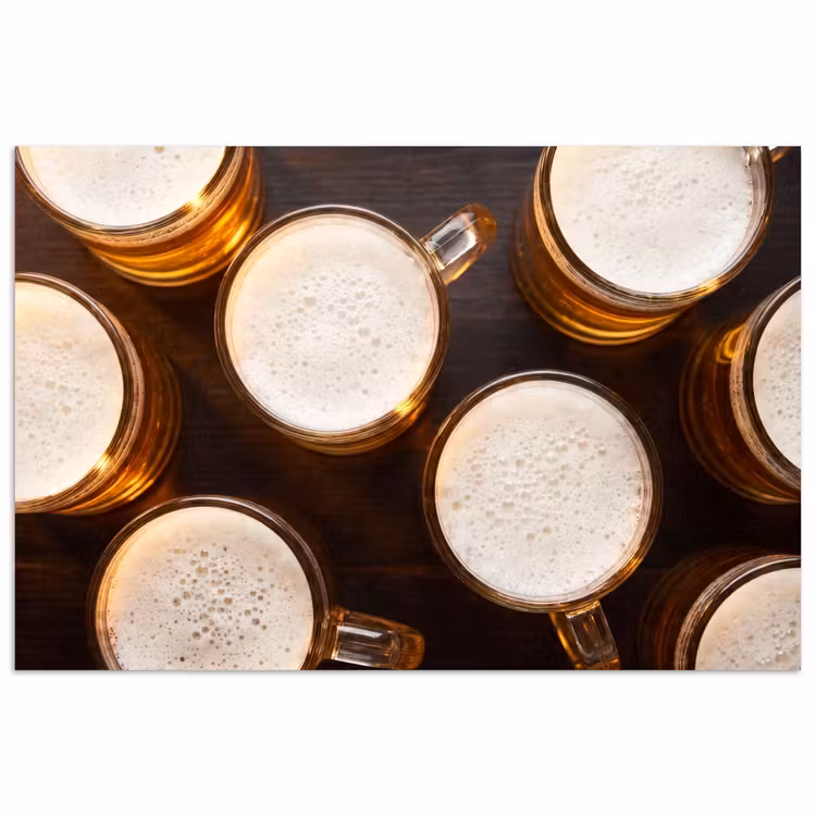 Poster - Bier - Glazen - Schuim - Hout - Drank — 1