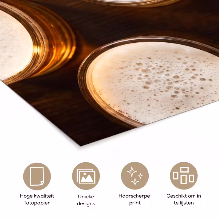 Poster - Bier - Glazen - Schuim - Hout - Drank — 5