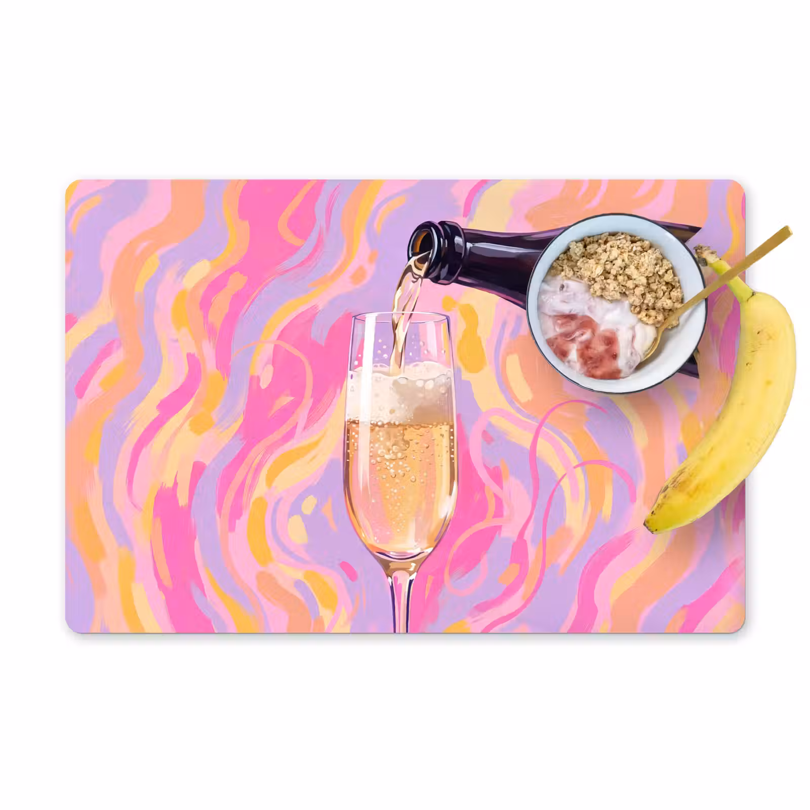 Placemat - 6 stuks - Drank - Inschenken - Feest - Abstract - Roze — 1