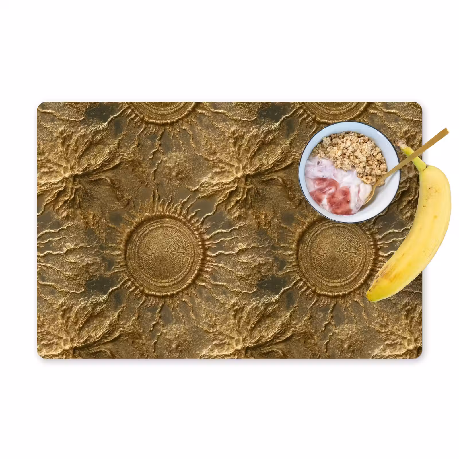 Placemat - 6 stuks - Zon - Reliëf - Antiek - Goud — 1