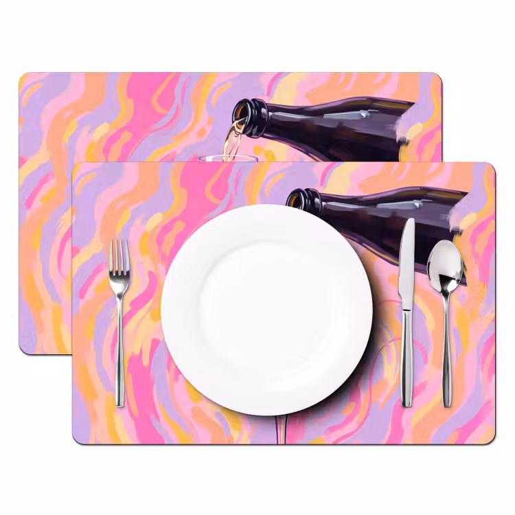 Placemat - 6 stuks - Drank - Inschenken - Feest - Abstract - Roze — 2
