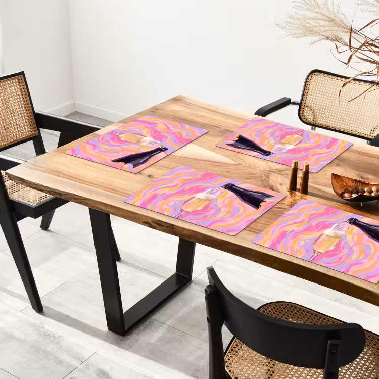 Placemat - 6 stuks - Drank - Inschenken - Feest - Abstract - Roze — 5