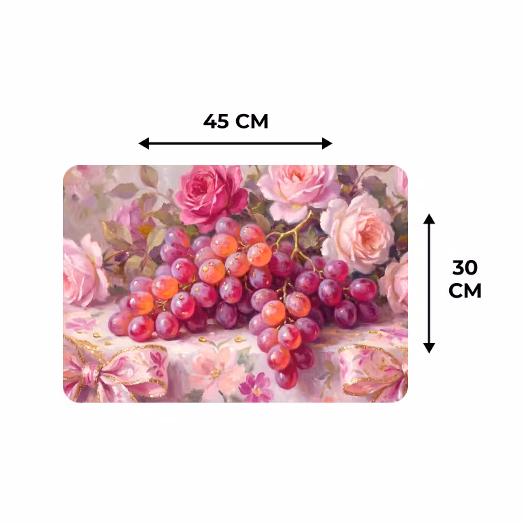 Placemat - 6 stuks - Eten - Bloemen - Stilleven - Roze - Goud — 3