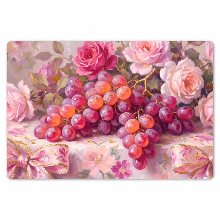Placemat - 6 stuks - Eten - Bloemen - Stilleven - Roze - Goud — 7