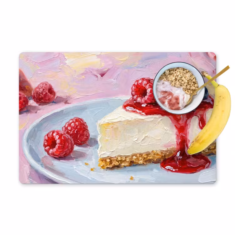 Placemat - 6 stuks - Eten - Cheesecake - Bessen - Abstract - Roze — 1