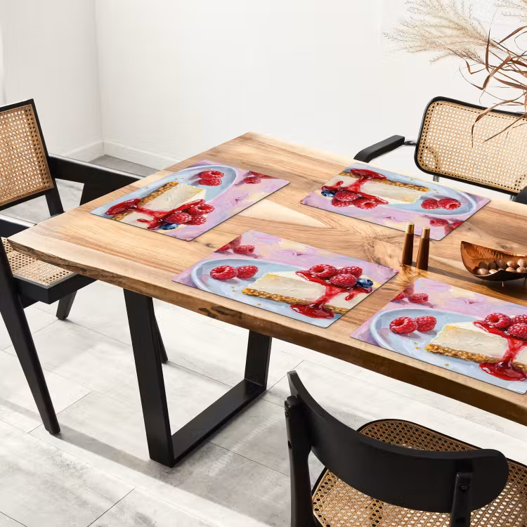 Placemat - 6 stuks - Eten - Cheesecake - Bessen - Abstract - Roze — 5