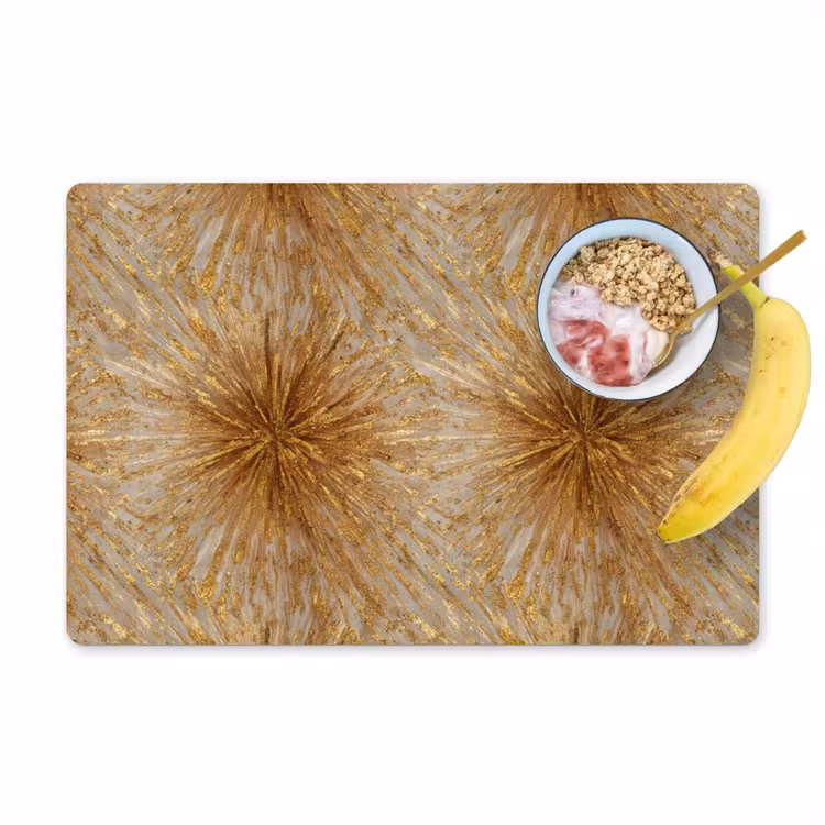 Placemat - 6 stuks - Explosie - Abstract - Goud - Wit — 1