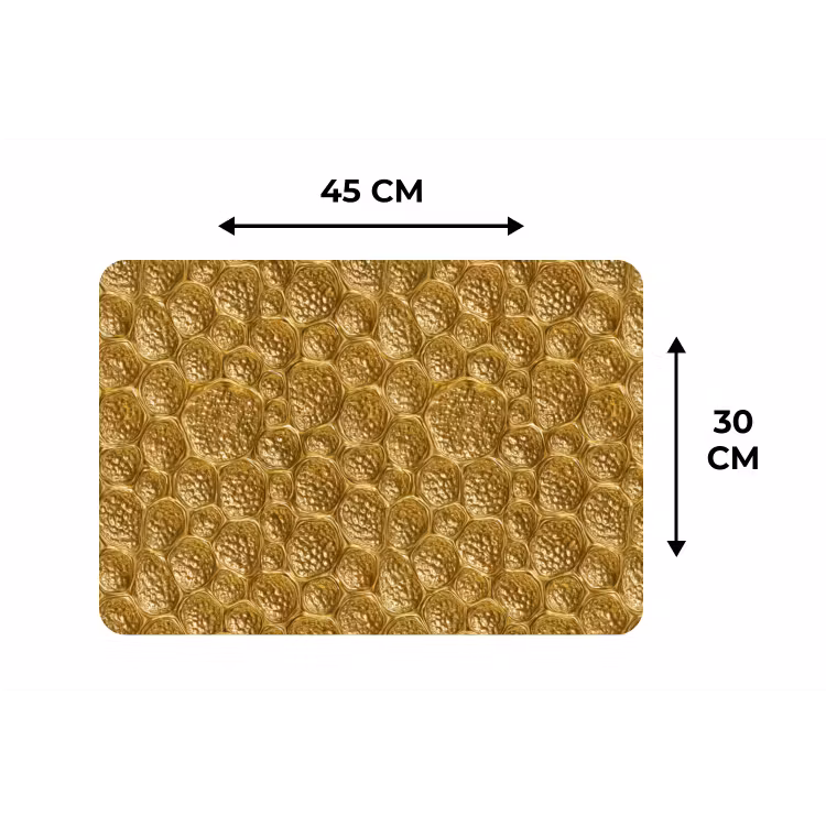 Placemat - 6 stuks - Gehamerd - Mozaïek - Antiek - Goud — 3