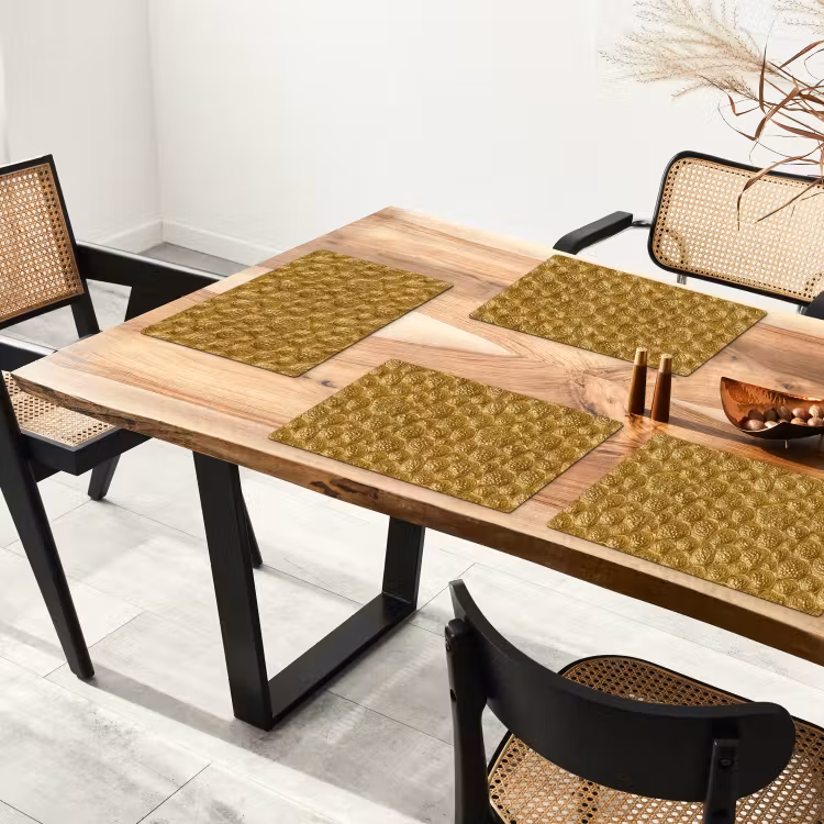 Placemat - 6 stuks - Gehamerd - Mozaïek - Antiek - Goud — 5