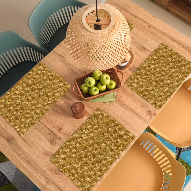 Placemat - 6 stuks - Gehamerd - Mozaïek - Antiek - Goud — 6