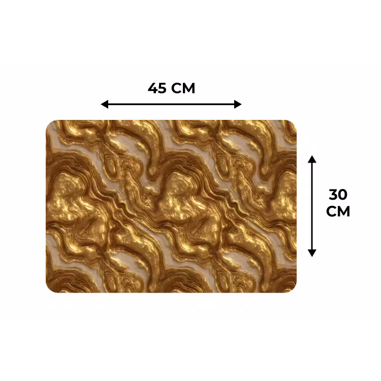 Placemat - 6 stuks - Golven - Organisch - Goud - Crème — 3