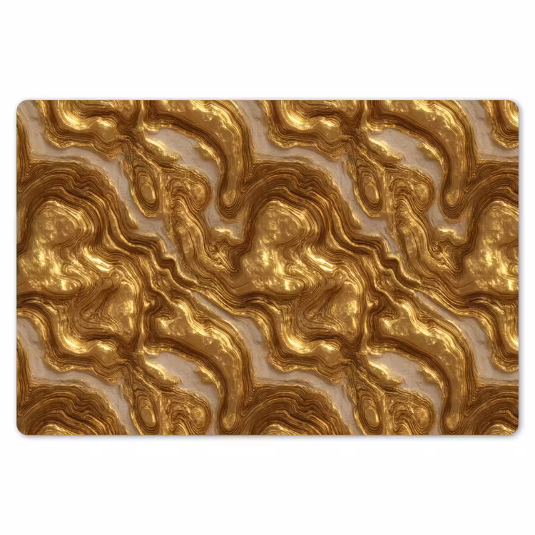 Placemat - 6 stuks - Golven - Organisch - Goud - Crème — 7