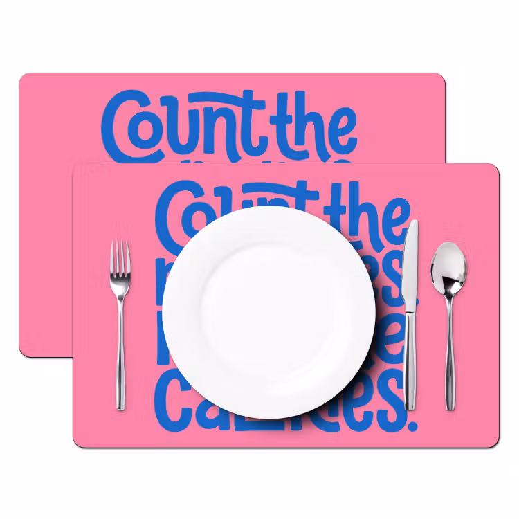 Placemat - 6 stuks - Memories - Roze - Blauw - Quote — 2