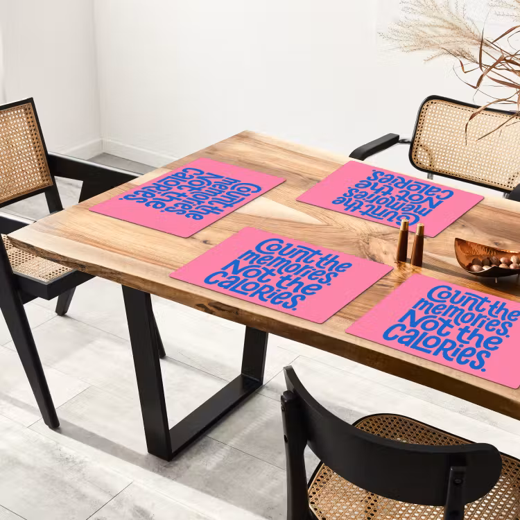 Placemat - 6 stuks - Memories - Roze - Blauw - Quote — 5