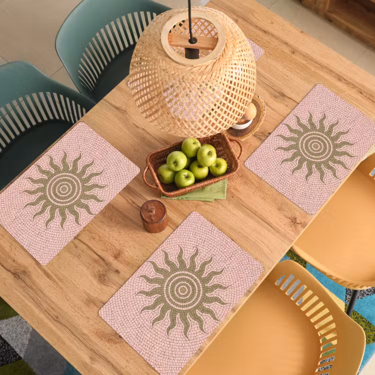Placemat - 6 stuks - Mozaïek - Zon - Patroon - Klassiek - Roze — 6