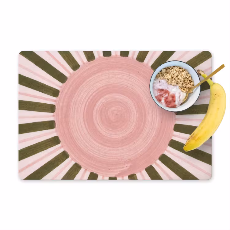 Placemat - 6 stuks - Patroon - Cirkel - Stralen - Abstract - Roze — 1