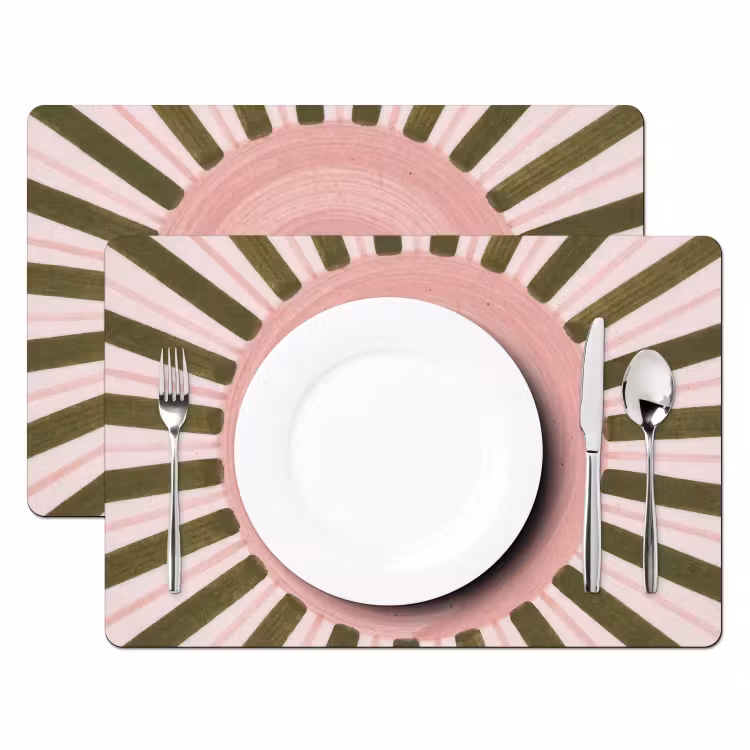 Placemat - 6 stuks - Patroon - Cirkel - Stralen - Abstract - Roze — 2