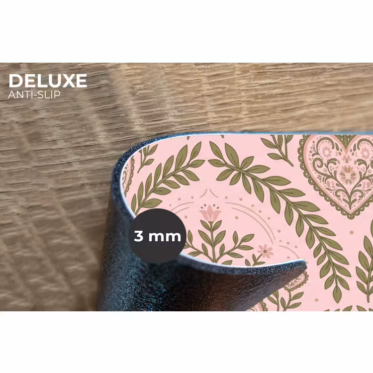 Placemat - 6 stuks - Patroon - Hart - Bloemen - Folkloristisch - Roze — 4