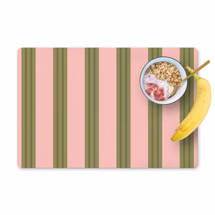 Placemat - 6 stuks - Patroon - Strepen - Abstract - Roze - Groen — 1