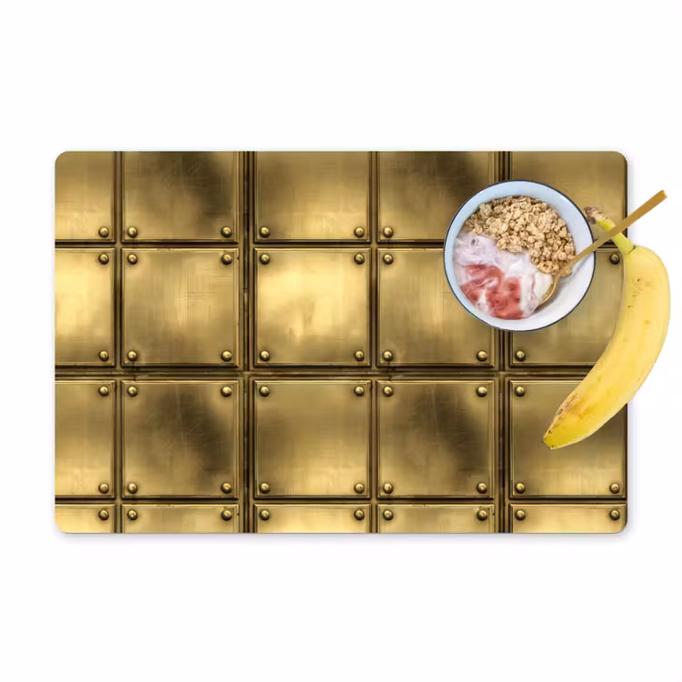 Placemat - 6 stuks - Platen - Industrieel - Stoer - Goud — 1