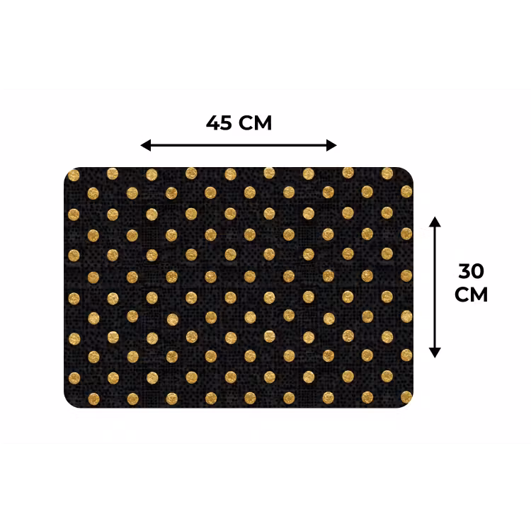 Placemat - 6 stuks - Polka Dot - Stippen - Goud - Zwart — 3