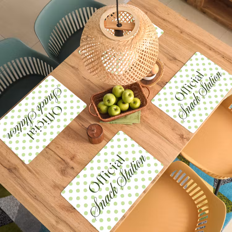 Placemat - 6 stuks - Snack Station - Groen - Stippen — 6