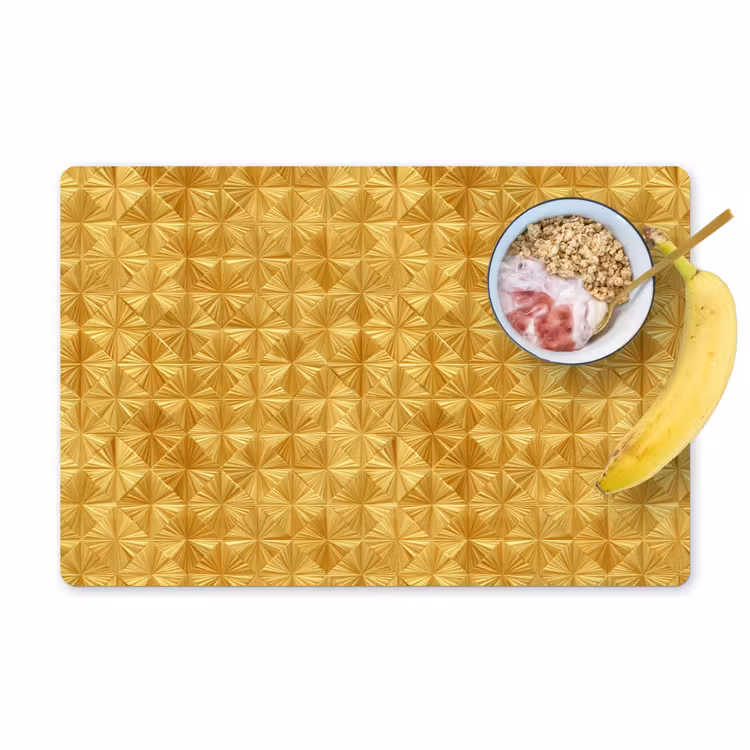 Placemat - 6 stuks - Tegels - Geometrisch - Reliëf - Goud — 1