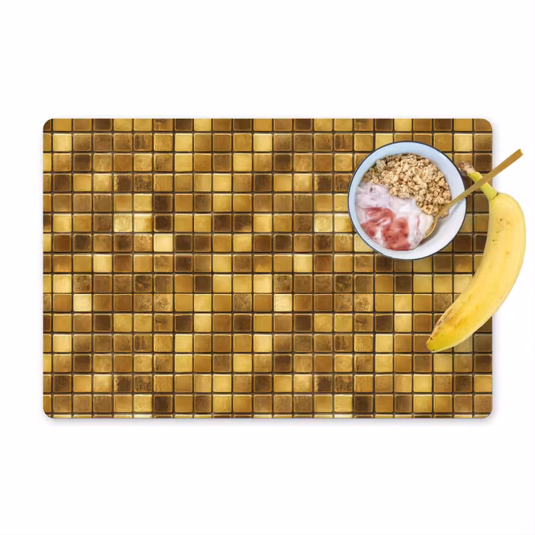 Placemat - 6 stuks - Tegels - Mozaïek - Luxe - Warm Goud — 1