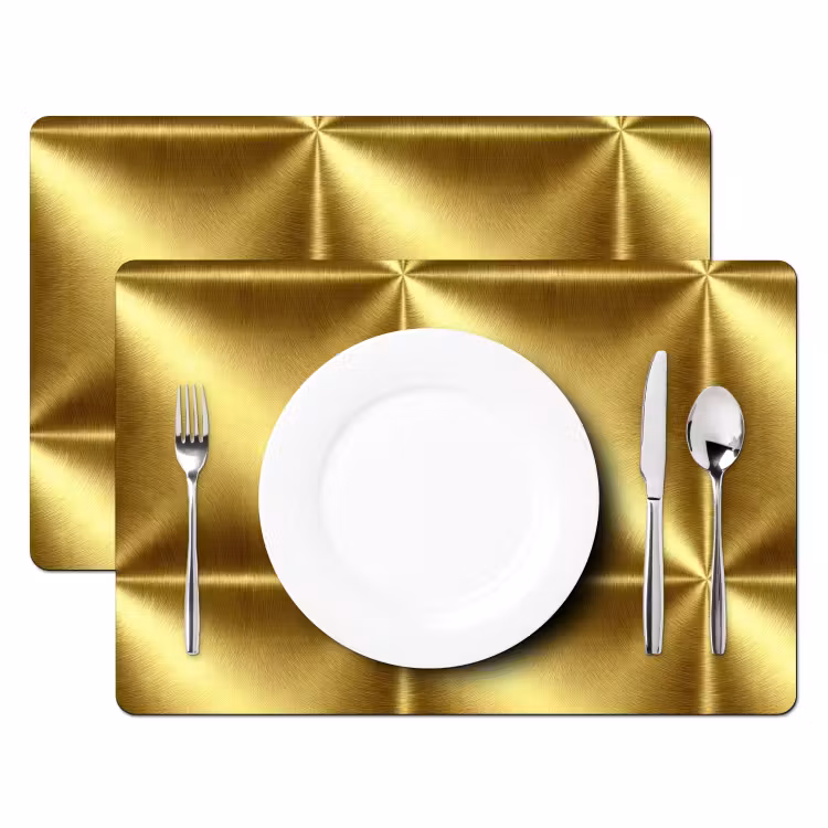 Placemat - 6 stuks - Textuur - Geborsteld Goud - Industrieel - Metallic — 2