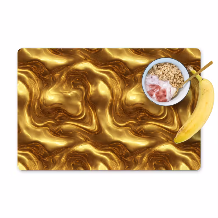 Placemat - 6 stuks - Textuur - Vloeibaar - Organisch - Goud — 1