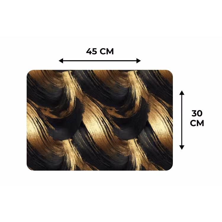 Placemat - 6 stuks - Verfstreken - Abstract - Goud - Zwart — 3