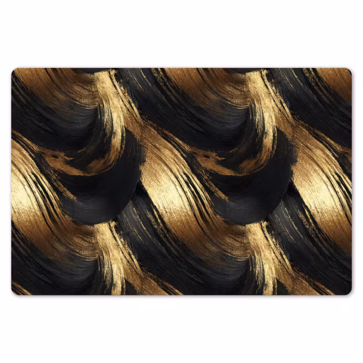 Placemat - 6 stuks - Verfstreken - Abstract - Goud - Zwart — 7