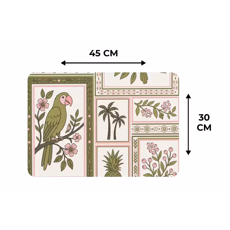 Placemat - 6 stuks - Vogel - Tropisch - Patroon - Decoratief - Groen — 3