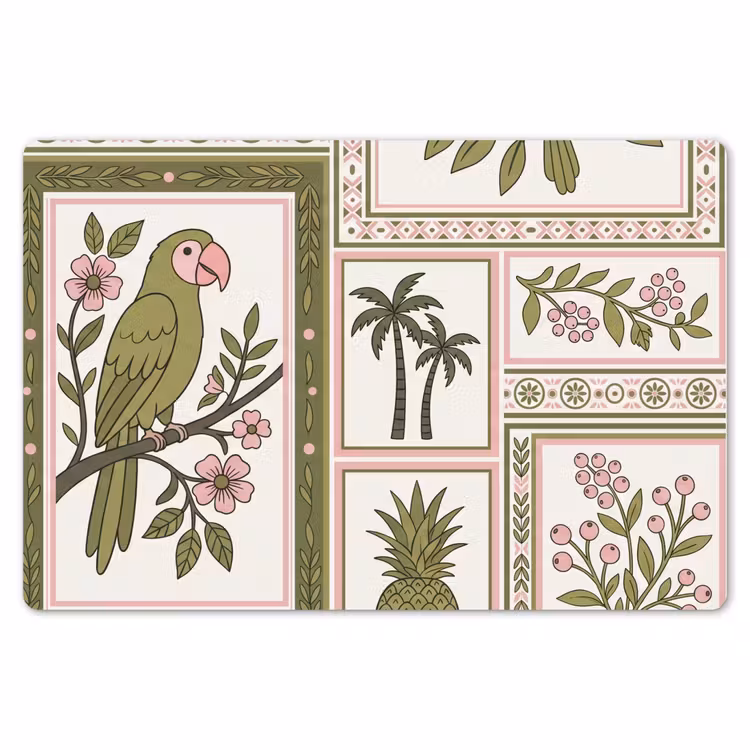 Placemat - 6 stuks - Vogel - Tropisch - Patroon - Decoratief - Groen — 7