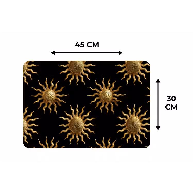Placemat - 6 stuks - Zon - Patroon - Luxe - Goud - Zwart — 3