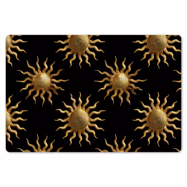 Placemat - 6 stuks - Zon - Patroon - Luxe - Goud - Zwart — 7