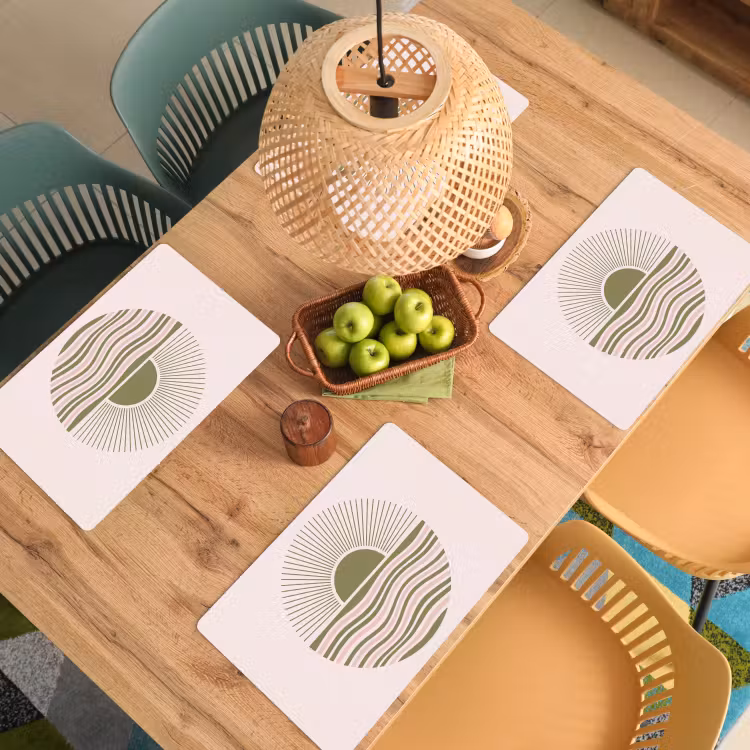 Placemat - 6 stuks - Zon - Zee - Abstract - Modern - Roze — 6