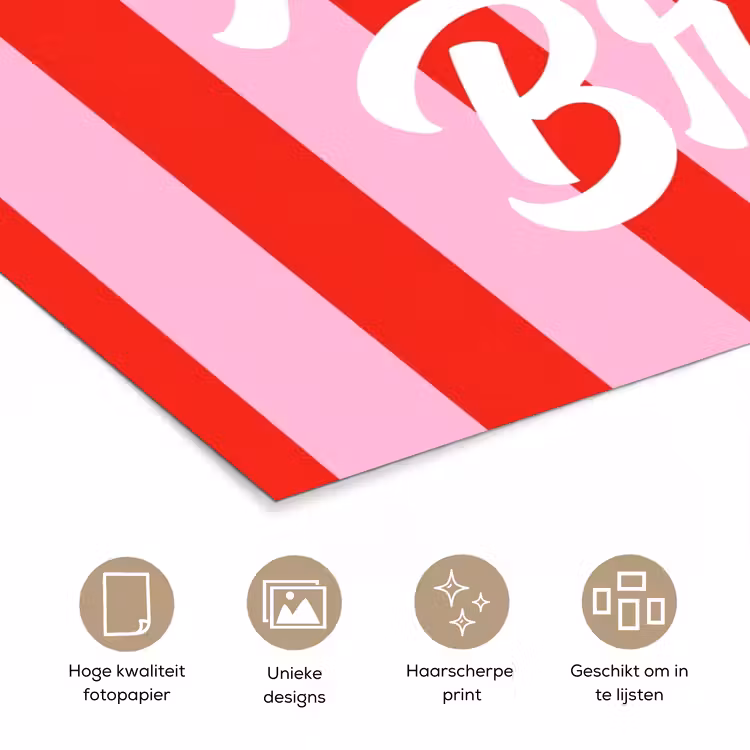 Poster - A Little Break - Strepen - Rood - Roze — 5