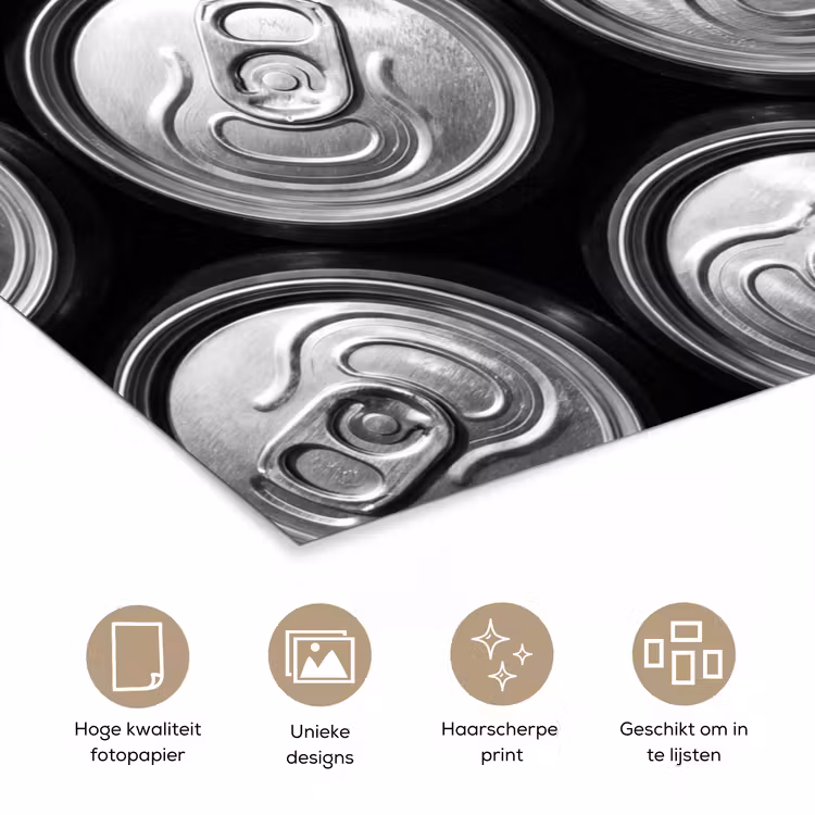 Poster - Blikjes - Aluminium - Patroon - Industrieel - Zilver — 5