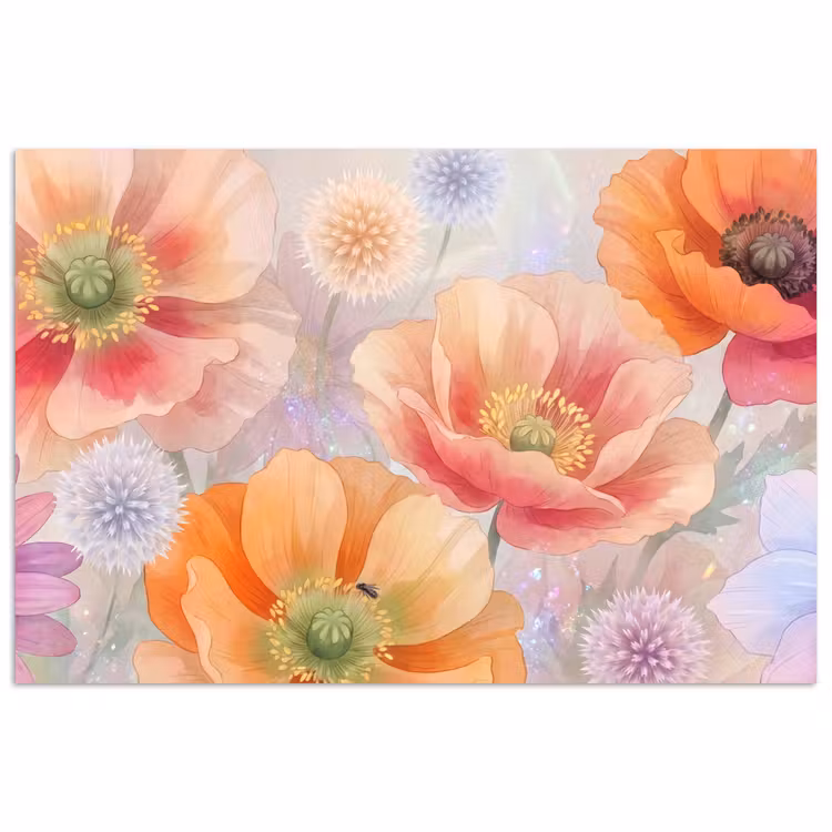 Poster - Bloemen - Aquarel - Natuur - Modern - Kleurrijk — 1
